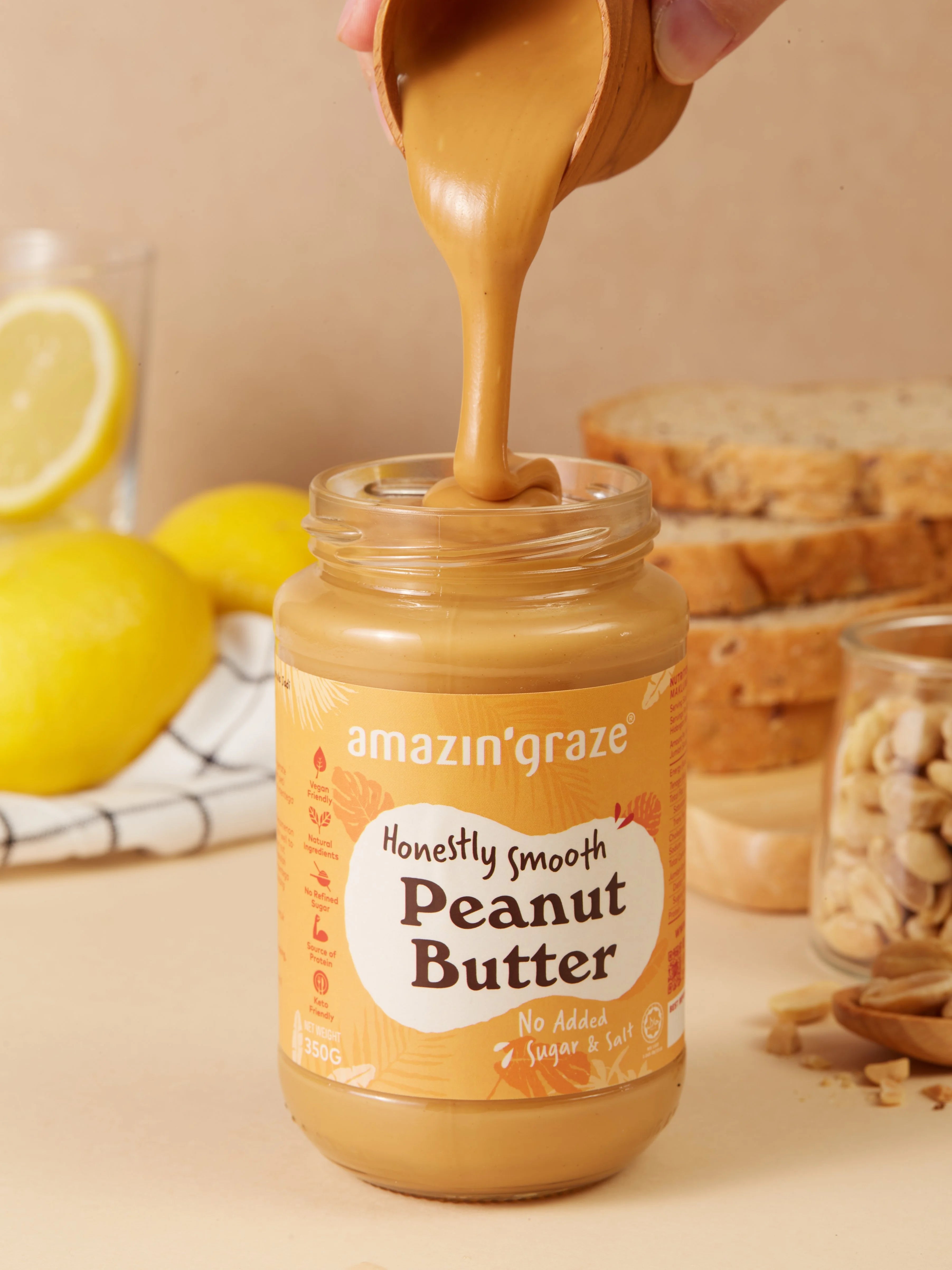 Smooth Peanut Butter [Salt & Sugar Free] - Amazin' Graze Malaysia