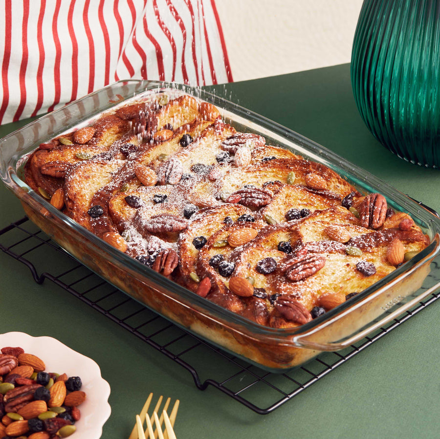 Bread and Butter Pudding topped with Antioxidant Berry Trail Mix