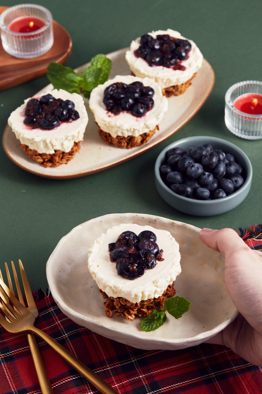 No-Bake Blueberry Cheesecake with Blueberry Goji Granola