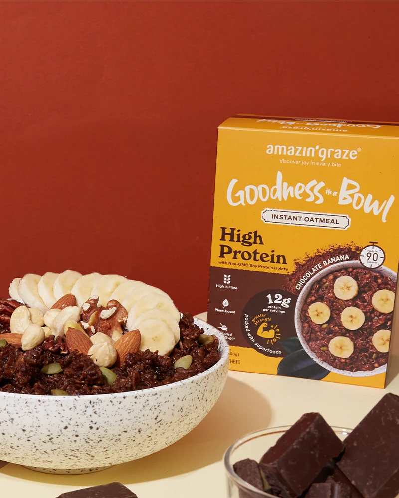 High Protein Chocolate Banana Instant Oatmeal - Amazin' Graze Malaysia