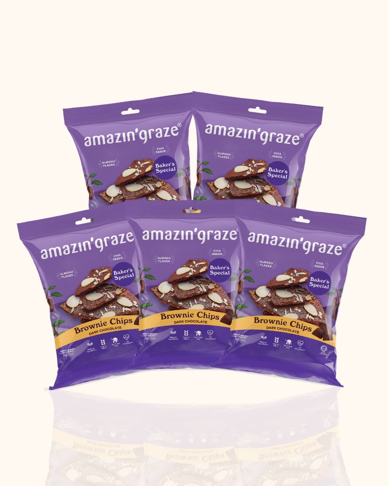 Amazin Graze Bundle of 5 Dark Chocolate Brownies Chips 60g