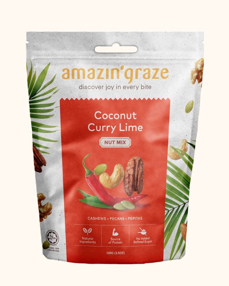 Coconut Curry Lime Nut Mix savory nut mix with protein and fiber for satisfying egg free mornings