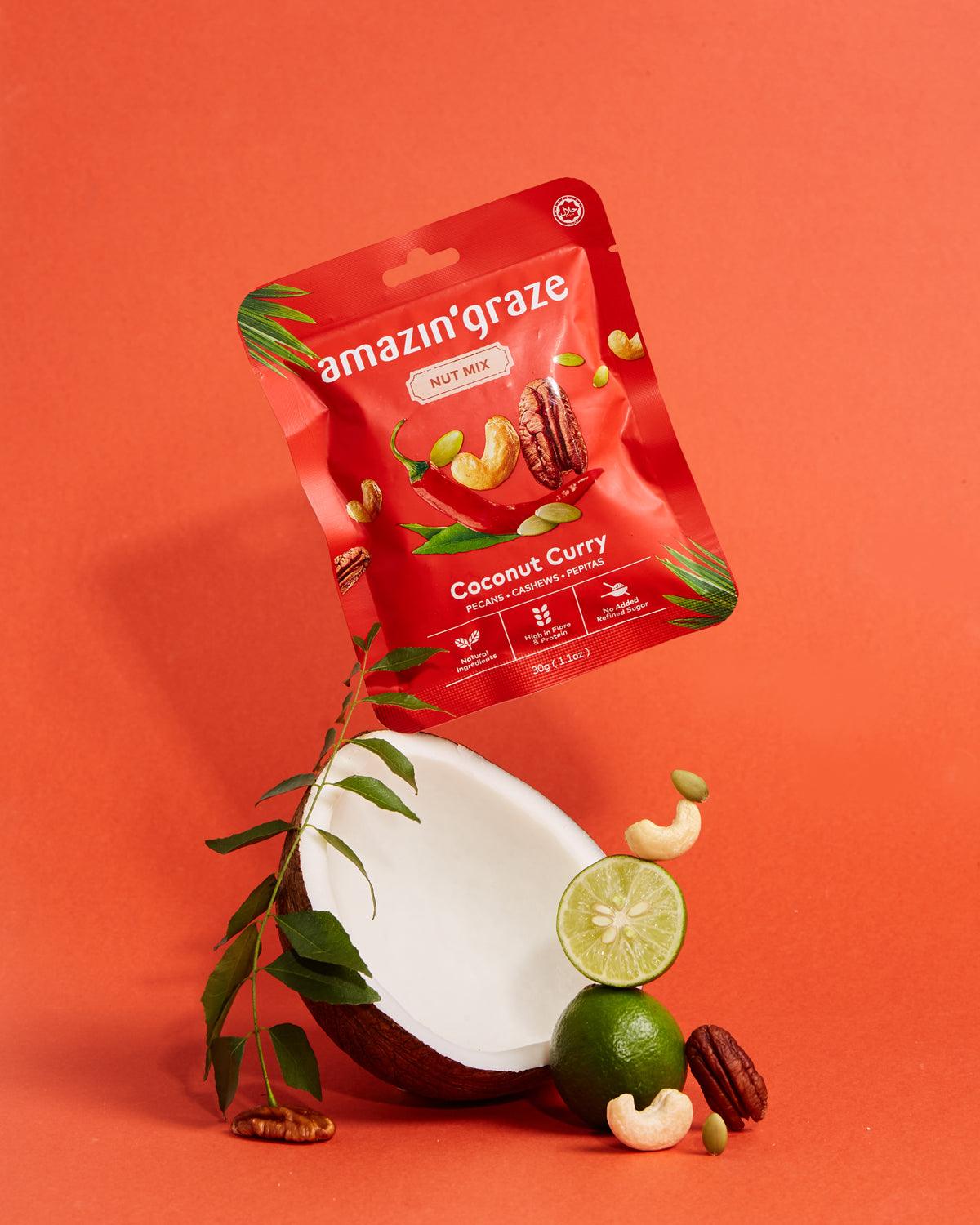 Mini Coconut Curry Nut Mix - Amazin' Graze Malaysia