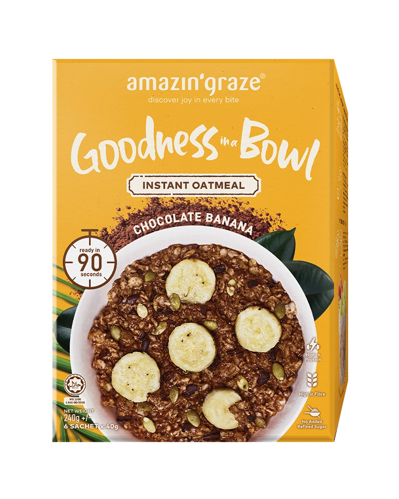 Chocolate Banana Instant Oatmeal - Amazin' Graze Malaysia