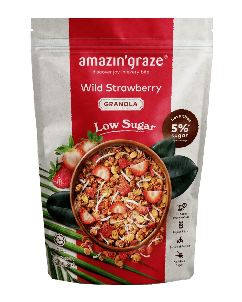 Low Sugar Wild Strawberry Granola - Amazin' Graze Malaysia
