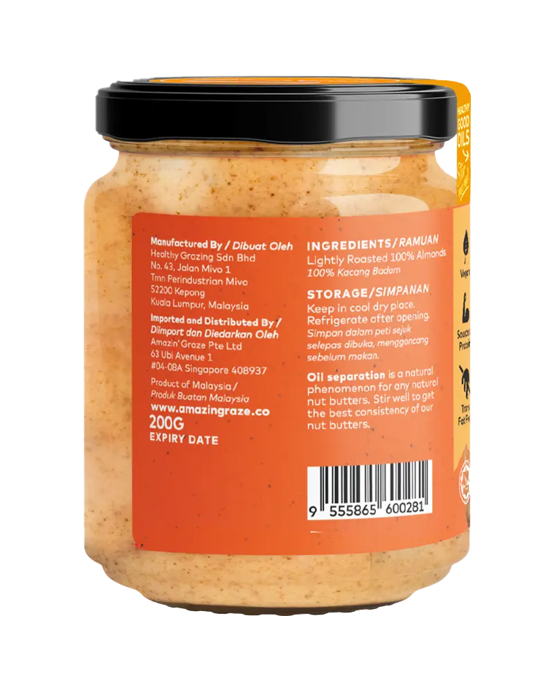 Smooth Almond Butter [Salt & Sugar Free] - Amazin' Graze Malaysia
