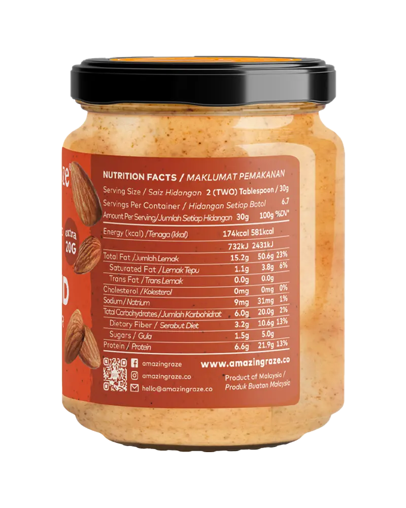 Smooth Almond Butter [Salt & Sugar Free] - Amazin' Graze Malaysia