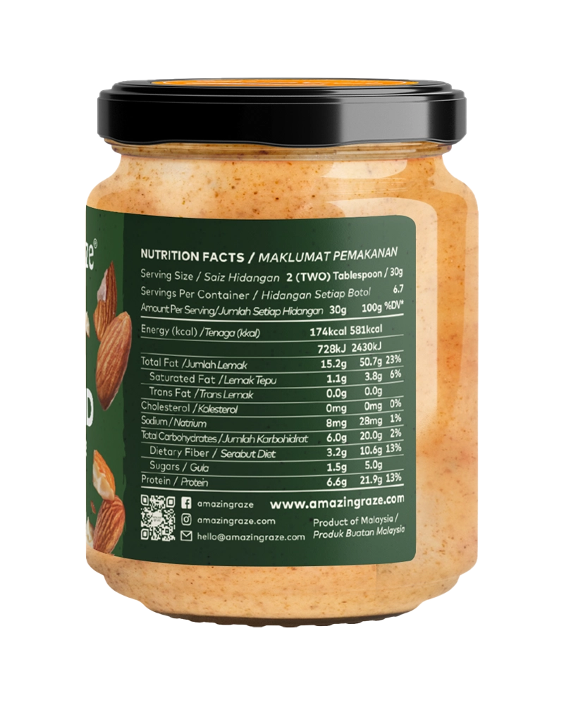 Crunchy Almond Butter [Salt & Sugar Free] - Amazin' Graze Malaysia