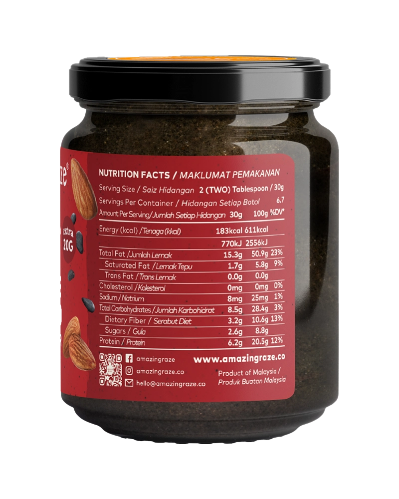 Black Sesame Almond Butter - Amazin' Graze Malaysia