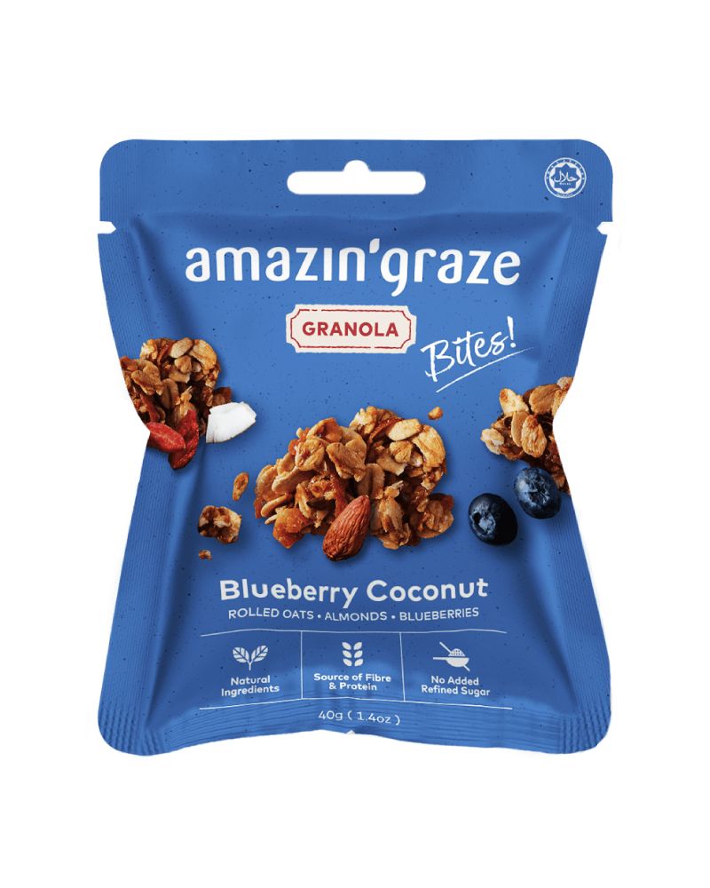 Mini Blueberry Coconut Granola Bites - Amazin' Graze Malaysia