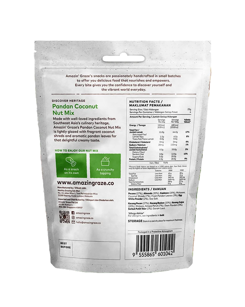 Pandan Coconut Nut Mix - Amazin' Graze Malaysia
