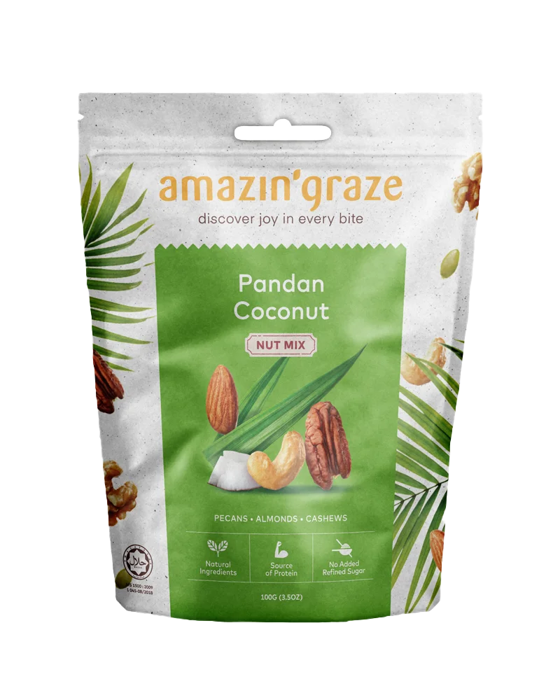 Pandan Coconut Nut Mix for Malaysian inspired breakfast bowls with crunchy nuts and seeds.