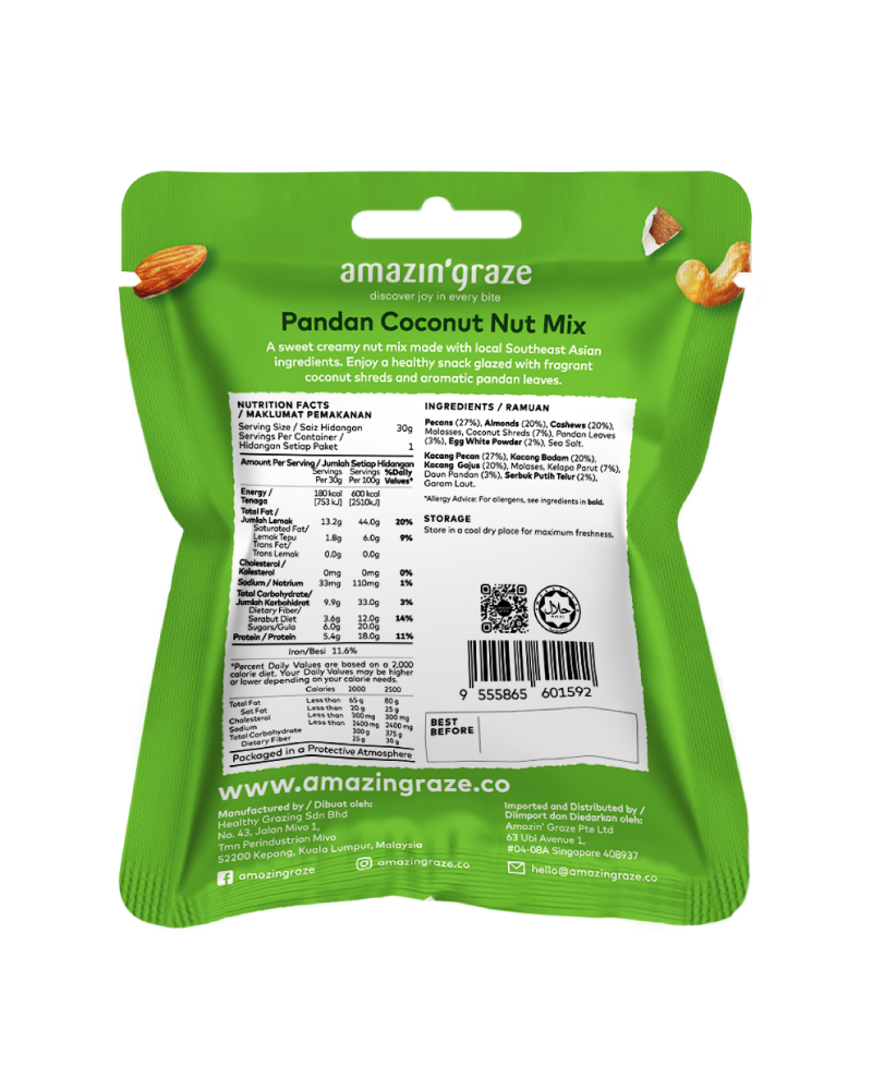 Amazin' Graze Mini Pandan Coconut Nut Mix 30g