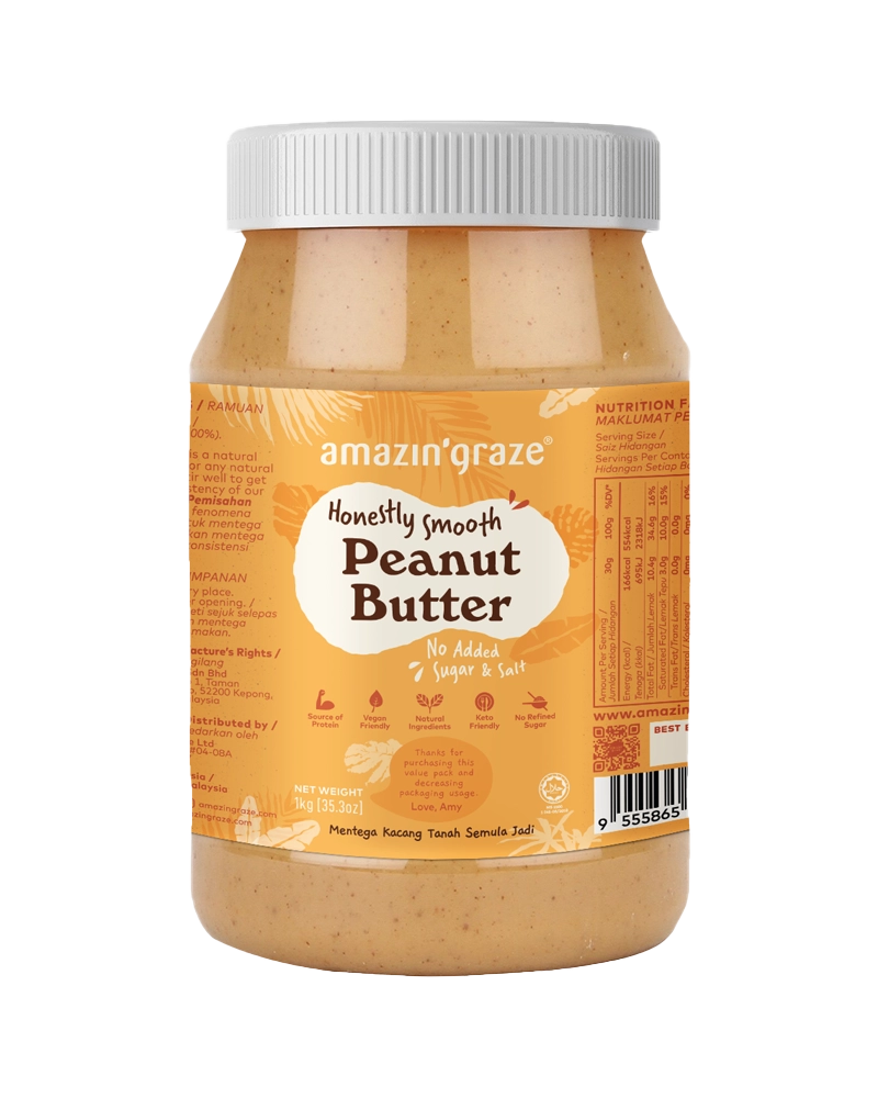 Smooth Peanut Butter [Salt & Sugar Free] - Amazin' Graze Malaysia