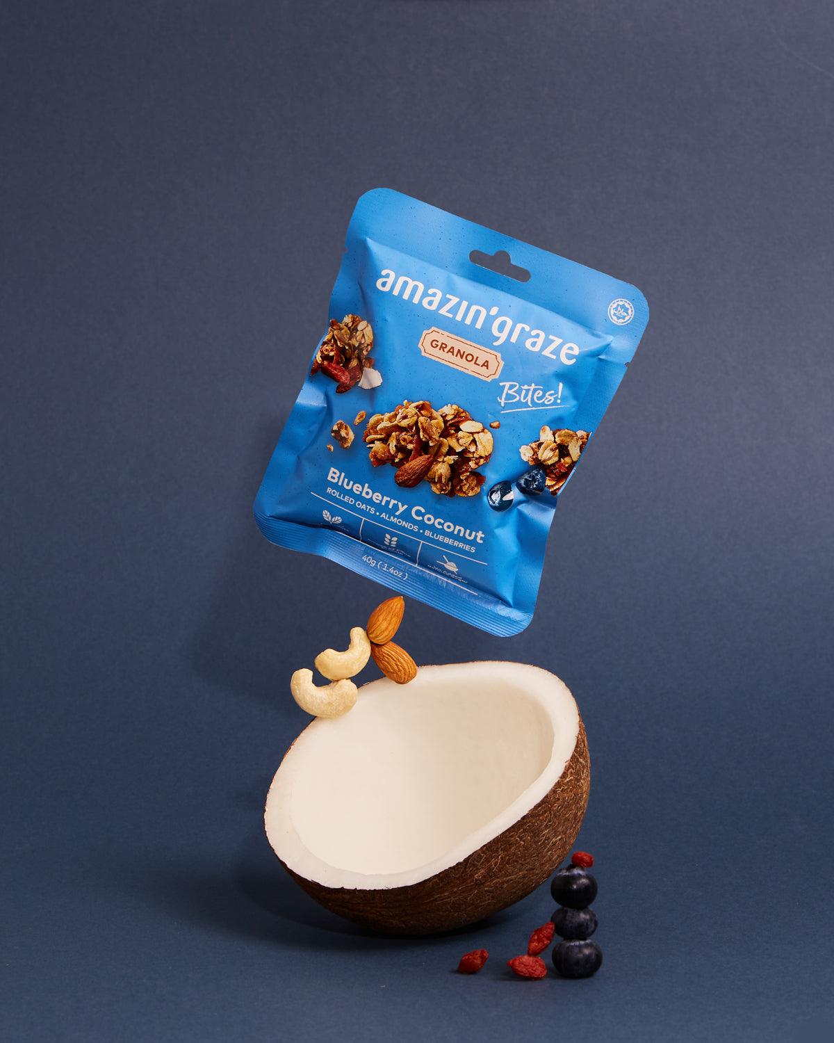 Mini Blueberry Coconut Granola Bites - Amazin' Graze Malaysia