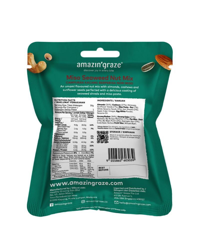 Amazin' Graze Mini Miso Seaweed Nut Mix 30g
